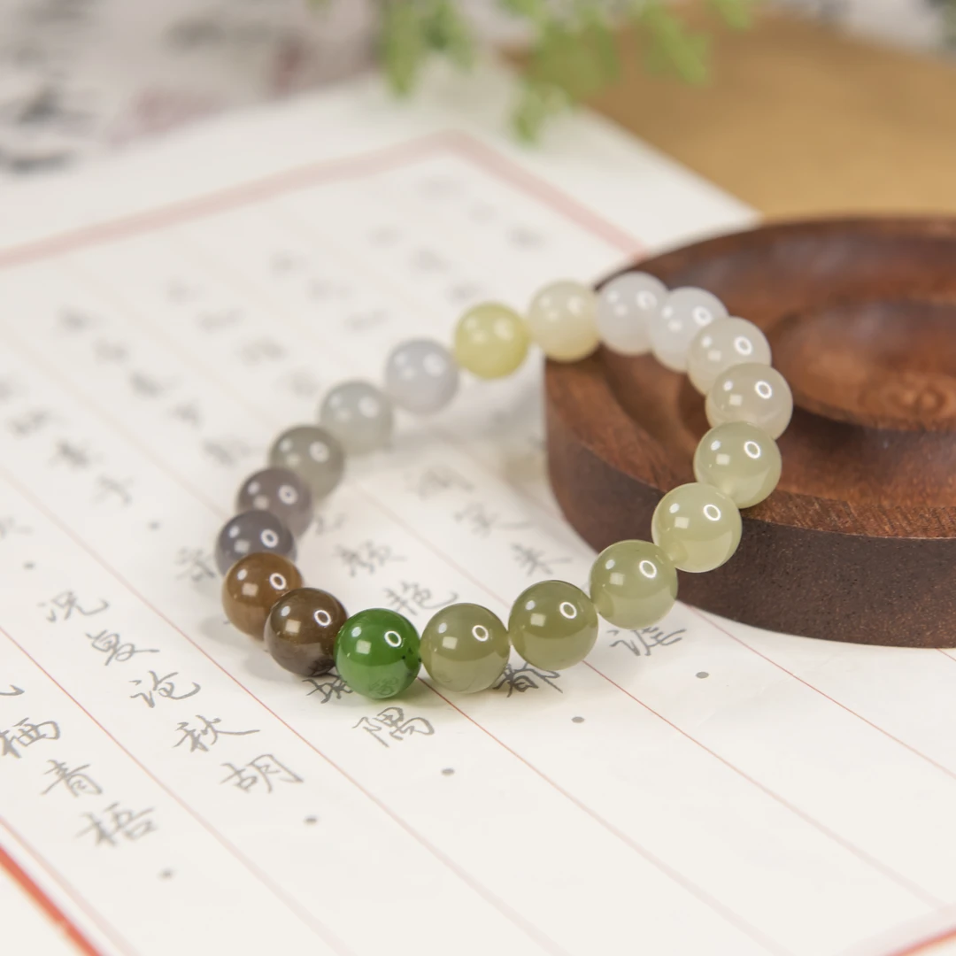 【左氏珠宝】1392多宝手串和田玉文玩圆珠手串男女款精美时尚单圈