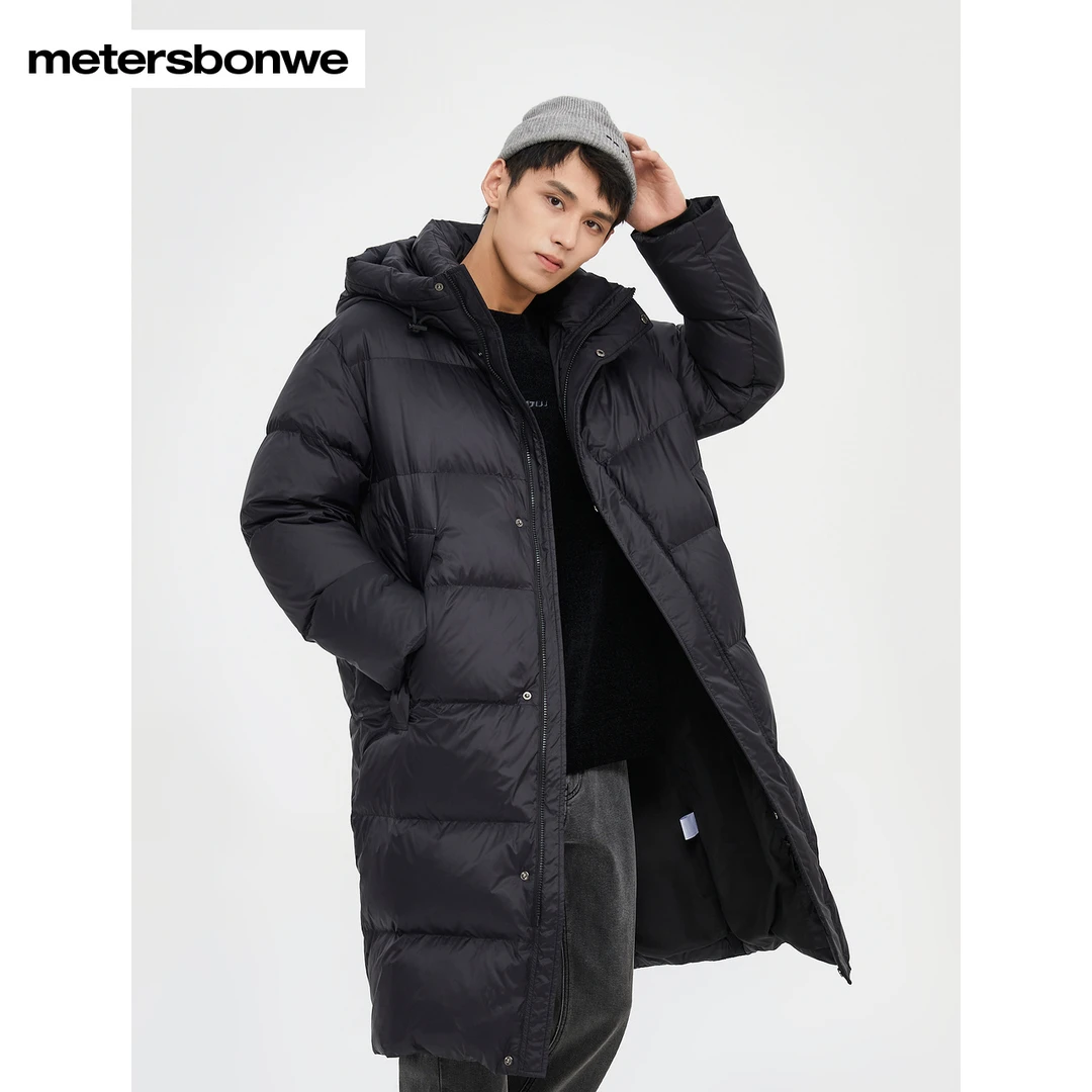 美特斯邦威羽绒服防寒防风潮流长款加厚保暖秋冬连帽羽绒服738312