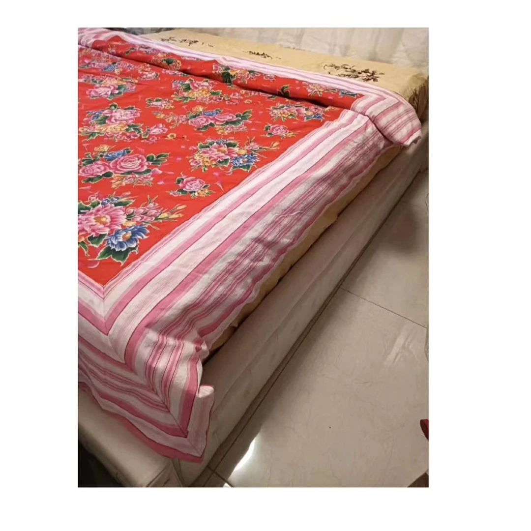 老花布做的双人纯棉被罩 里面是老白布