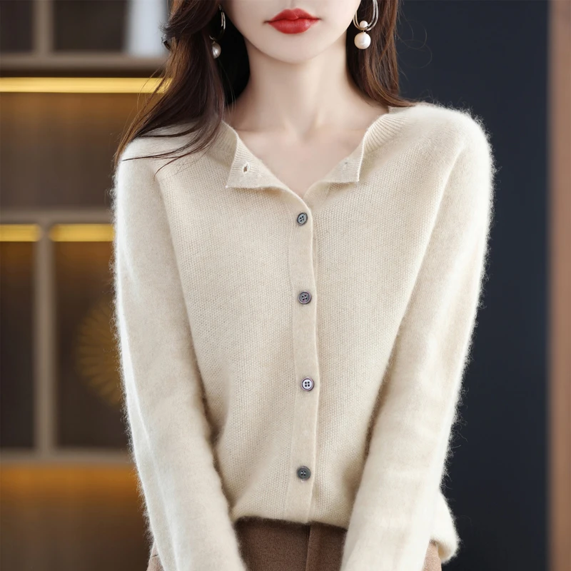 【爆品福利】一线成衣桂花针羊毛开衫圆领秋冬气质打底衫纯色百搭