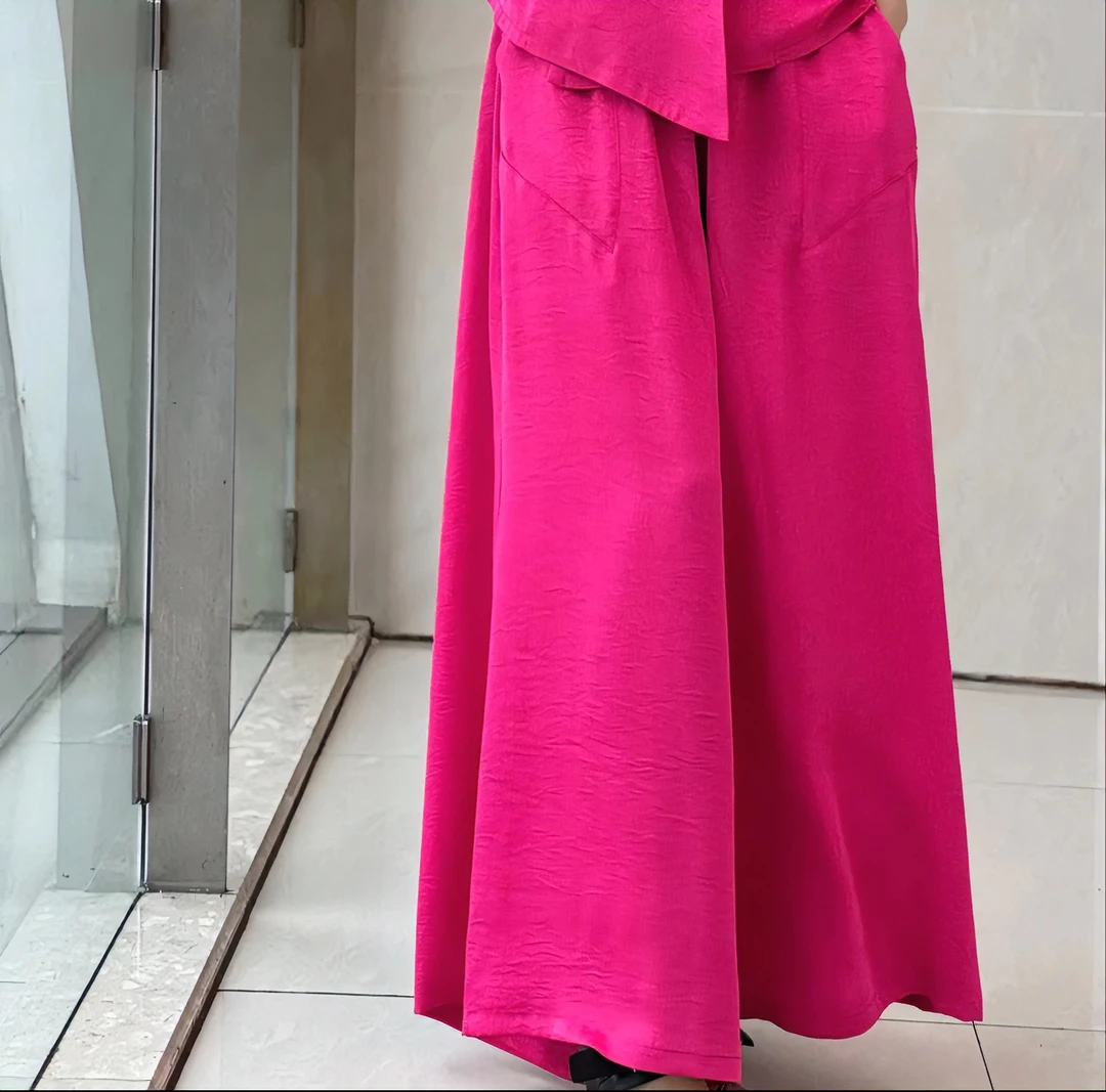 2024夏季A 字版高腰裤裙高级感百搭女轻薄休闲宽松时尚透气九分裤