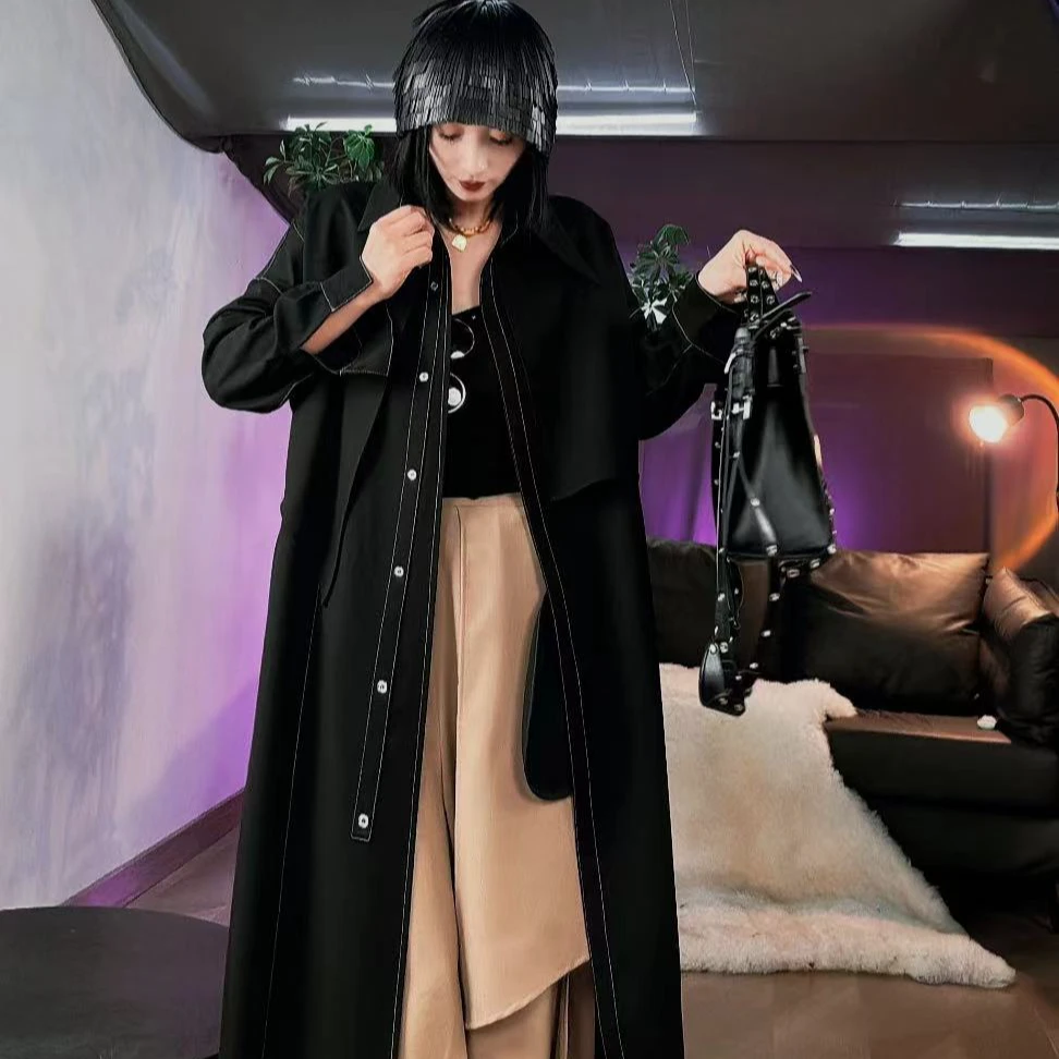 2025春季新款后背开叉风衣女高级感小众设计时尚气质宽松百搭外套