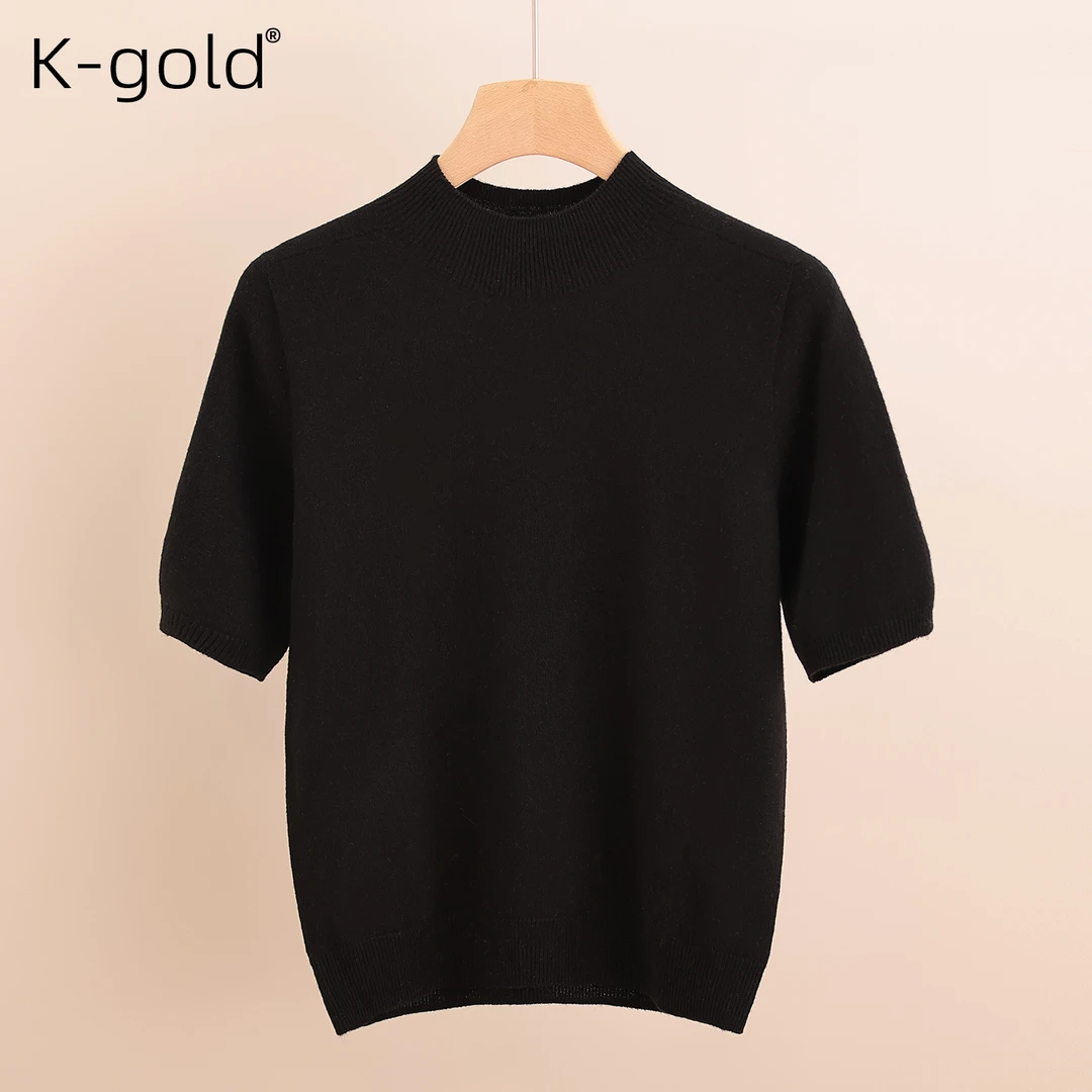K-gold 100%绵羊毛气质百搭时尚款半高领女士针织衫