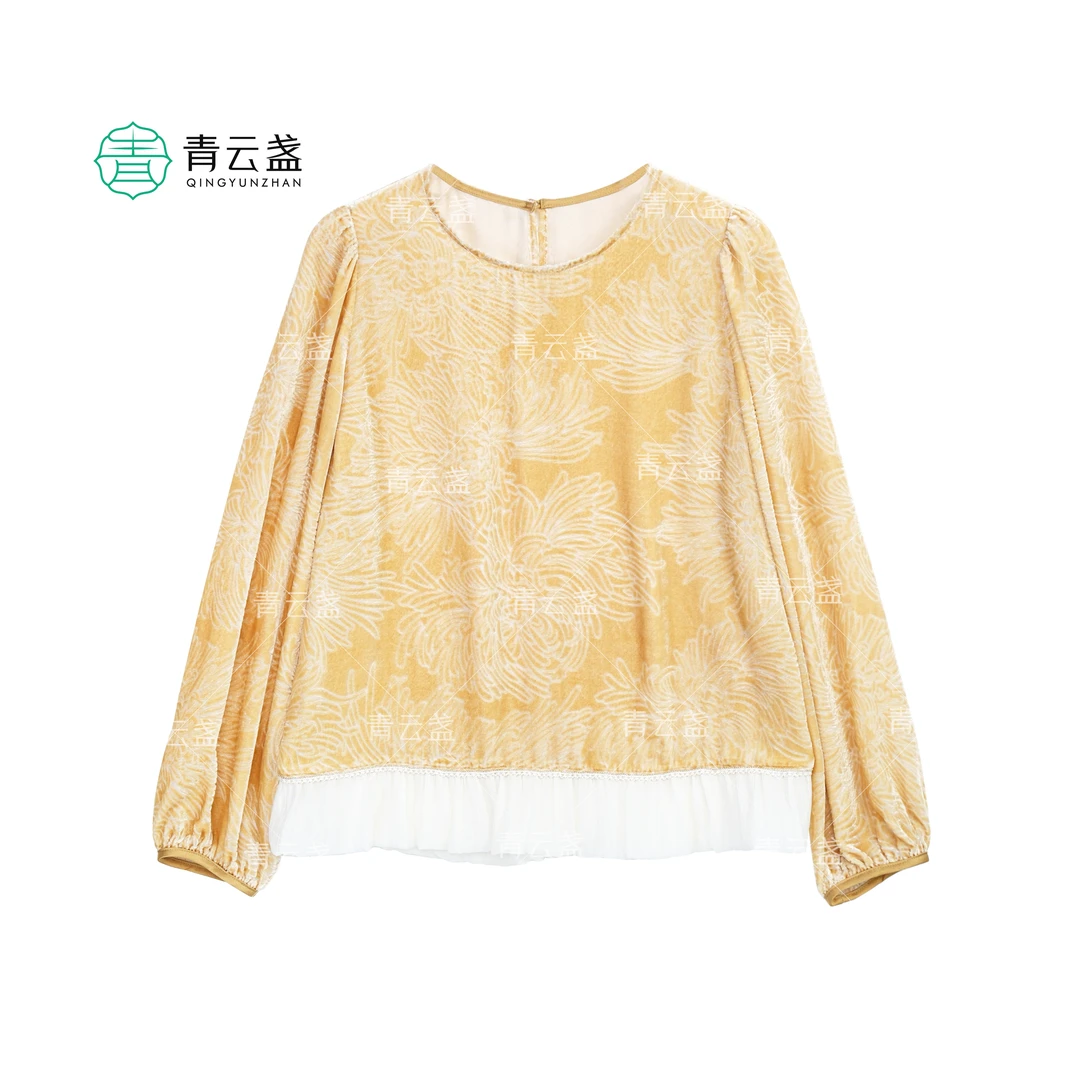 【秋实】桑蚕丝丝绒原创设计衬衫气质24S0275