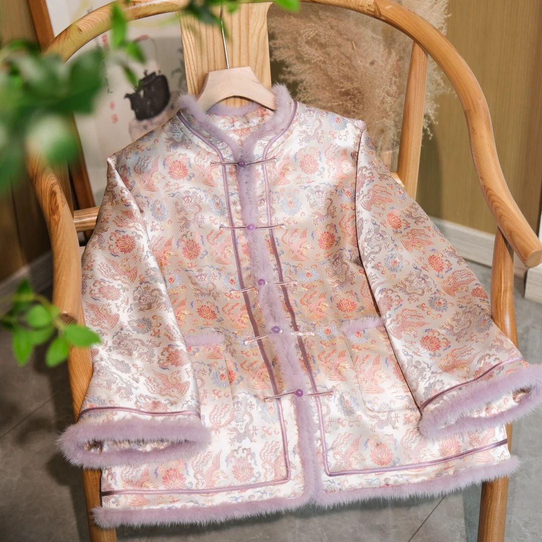 【龙凤穿莲】国风圆领外套 新中式加棉汉服 24W0396