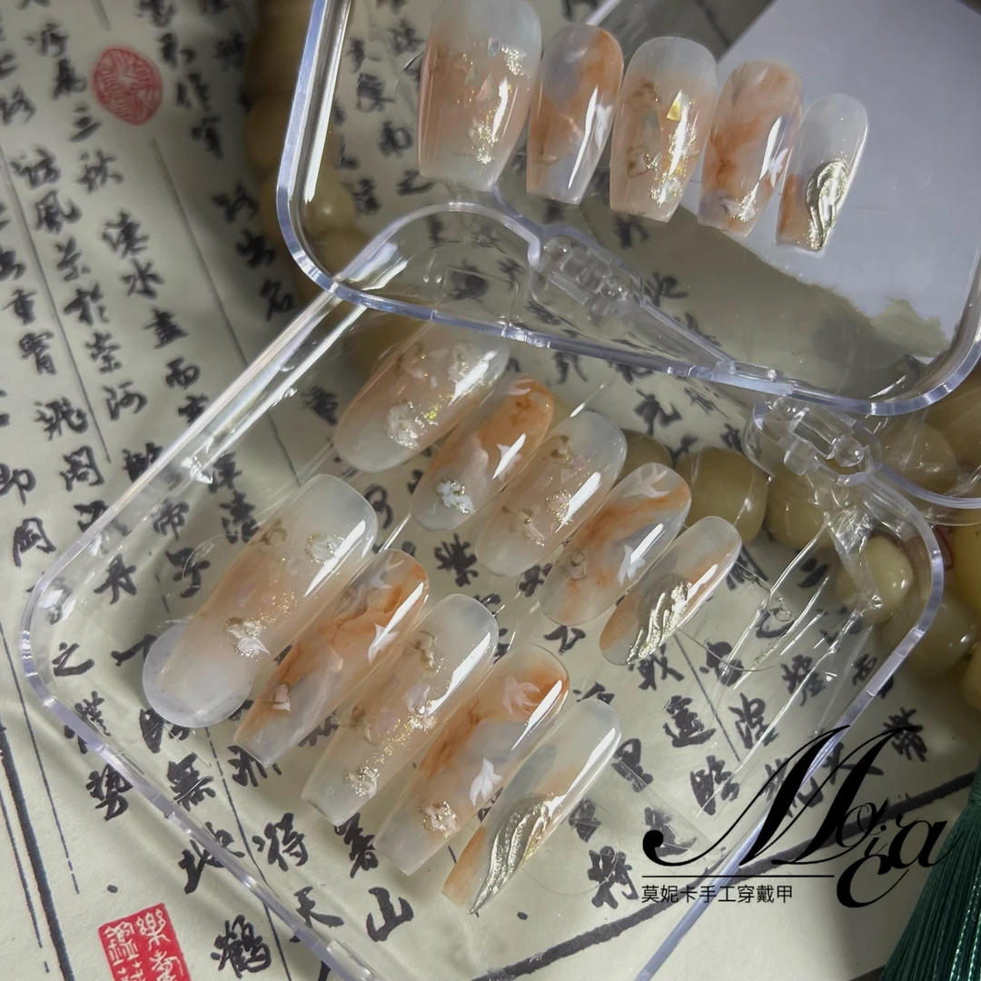 【 浮玉】莫妮卡 | 国风新中式手绘系列手敦煌元素手工穿戴甲