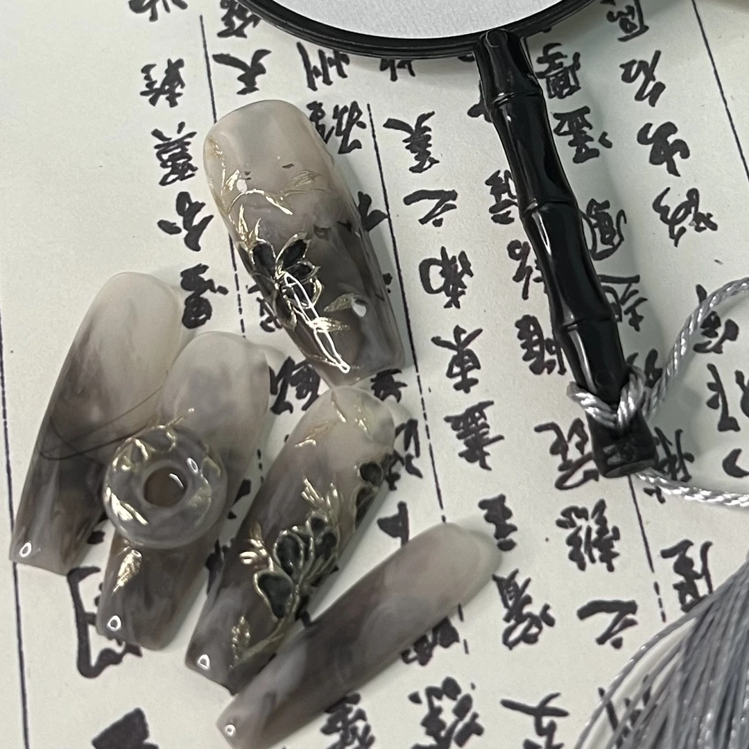 【 云雾花影】莫妮卡原创设计 | 国风新中式手绘系列手工穿戴甲