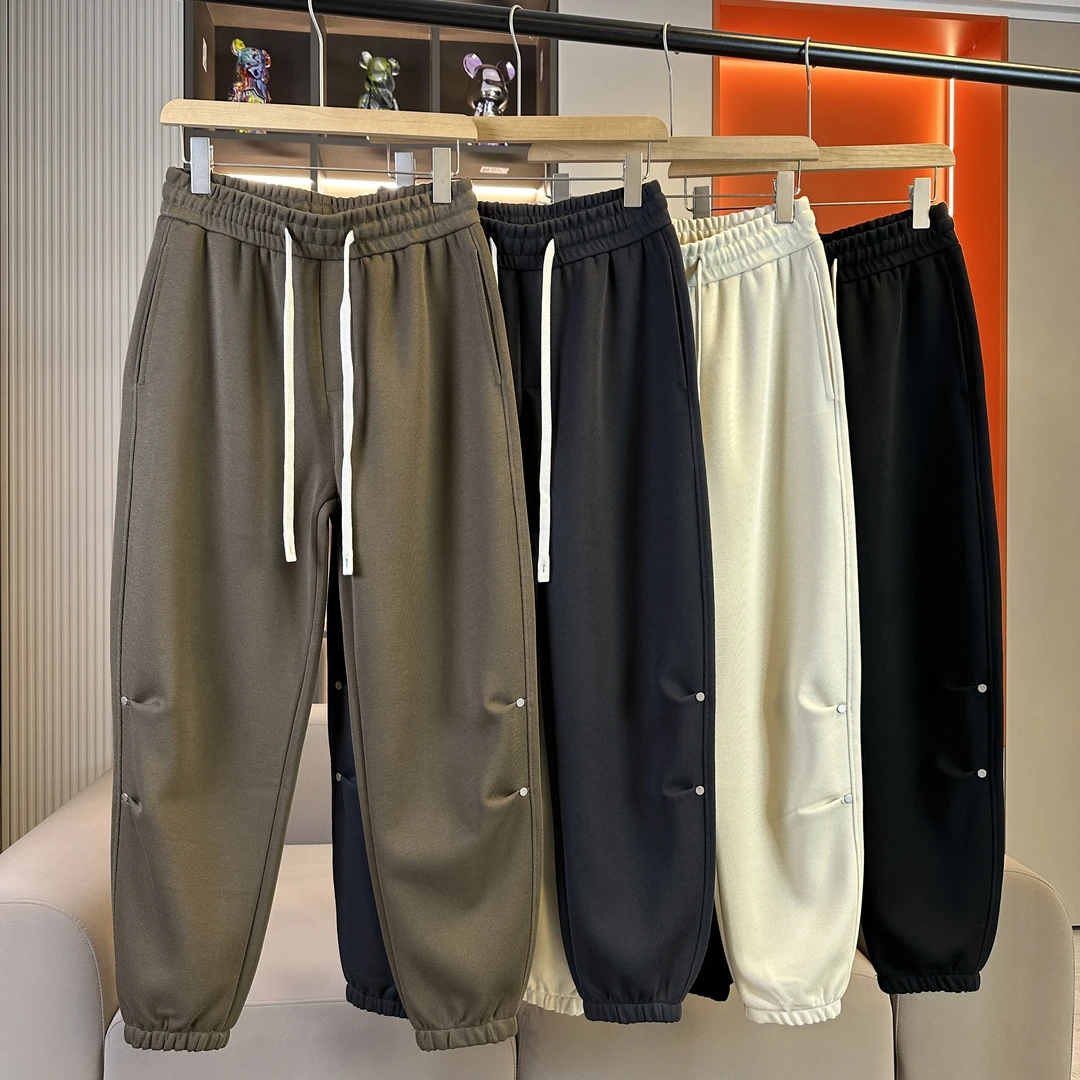 90308男士秋季新款束脚卫裤休闲百搭时尚纯色休闲棉质长裤2024爆