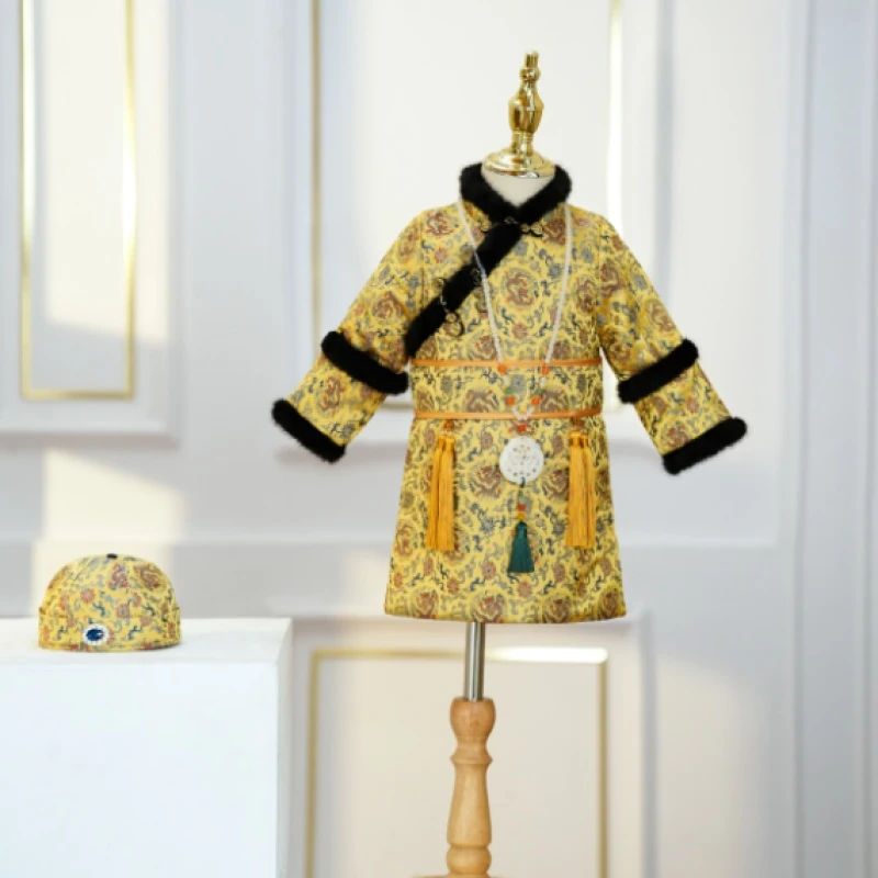 男童周岁礼服宝宝拜年服冬季加棉生日服装中式抓周服拍照唐装超萌