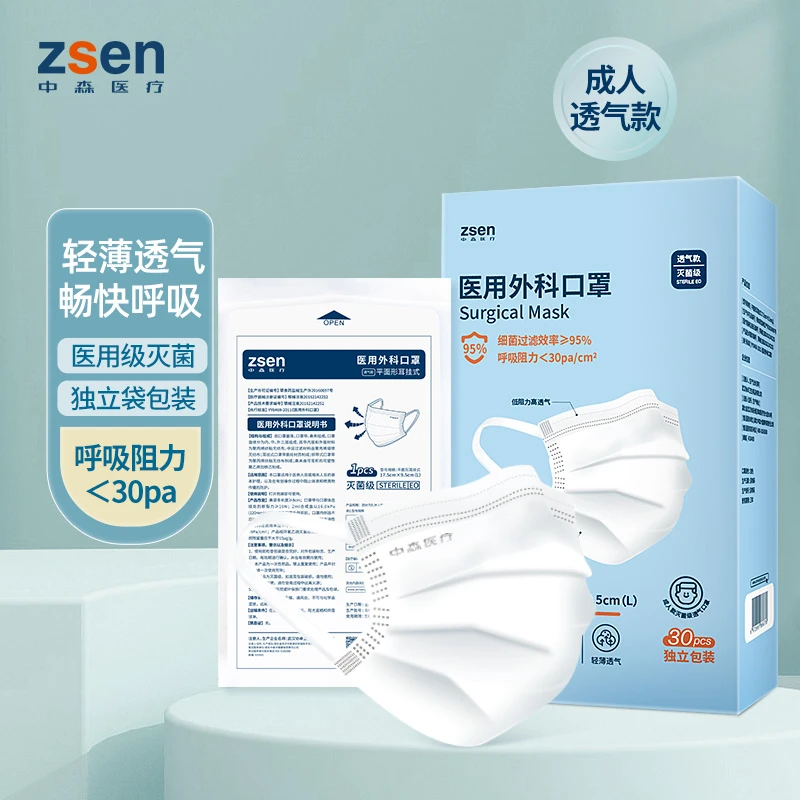 zsen/中森灭菌级医用外科口罩透气款