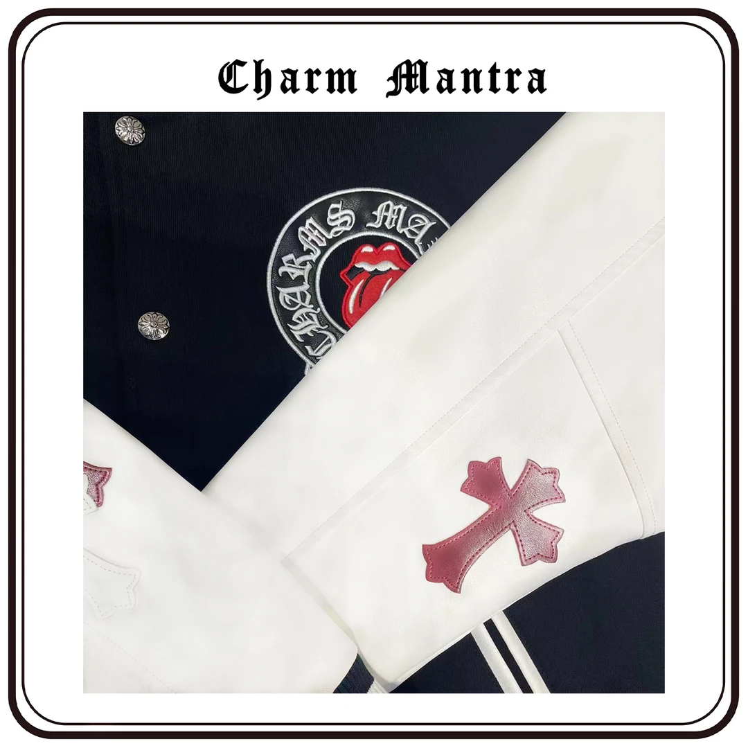 Charm Mantra【908-】克2024秋冬新款轻奢时尚拉链棒球服复古