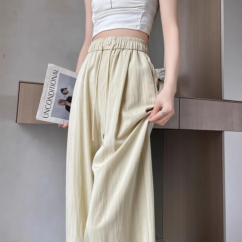 阔腿裤女夏季薄款2024年新款高腰宽松直筒垂感慵懒风休闲山本裤子