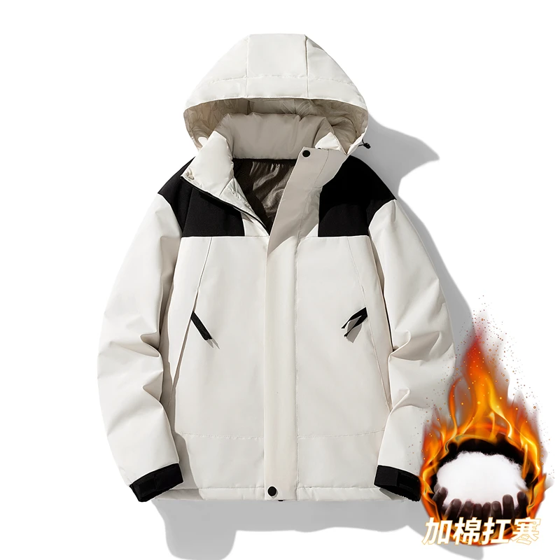 009#防风防水冲锋衣棉服外套冬装厚款时尚潮保暖外穿宽松加厚