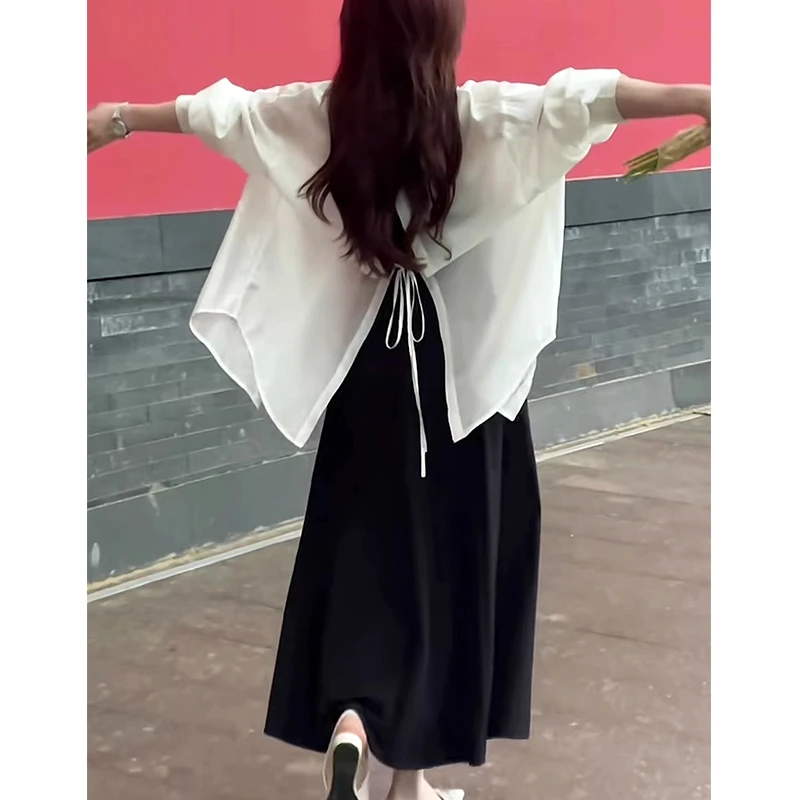 时尚休闲宽松雪纺防晒衣衬衫女夏新款配裙子外搭披肩透气开衫外套