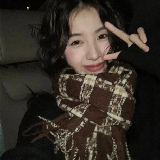 （复古显白氛围感）韩系格子围巾女秋冬季柔软保暖显白情侣围脖