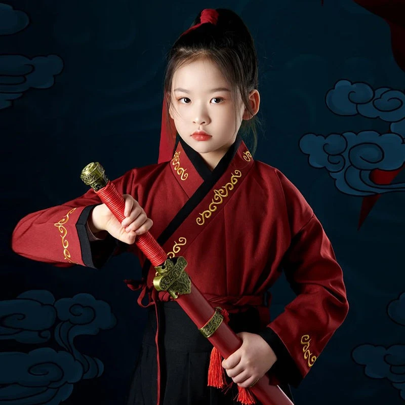 儿童唐装古风生日礼物花木兰英雄侠客古装演出服国学书童旅游汉服