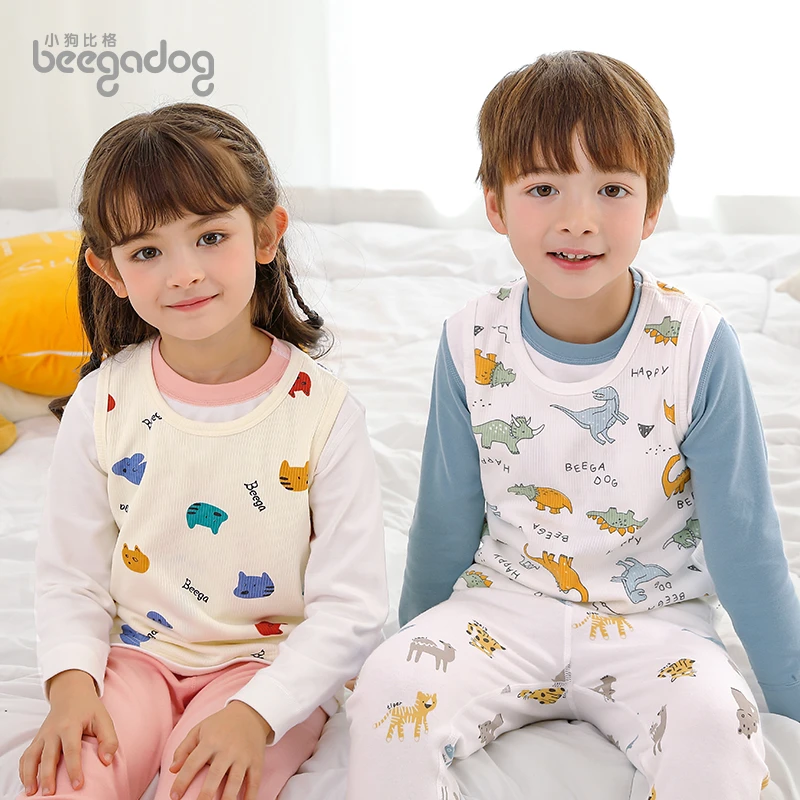 小狗比格男女儿童保暖背心内穿打底宝宝秋冬弹力背心坎肩马甲春秋