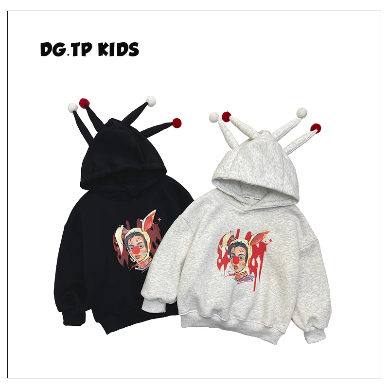 【小向子·现货】冬装儿童小丑帽子休闲两色加绒套头卫衣AD0109-T