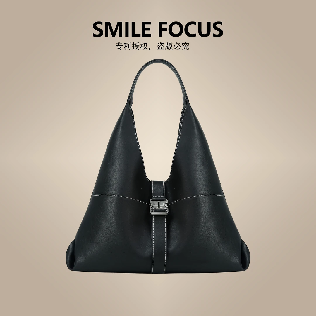 SMILE FOUCS时尚百搭女士单肩包宽肩带下水桶包斜跨女士包(1102)