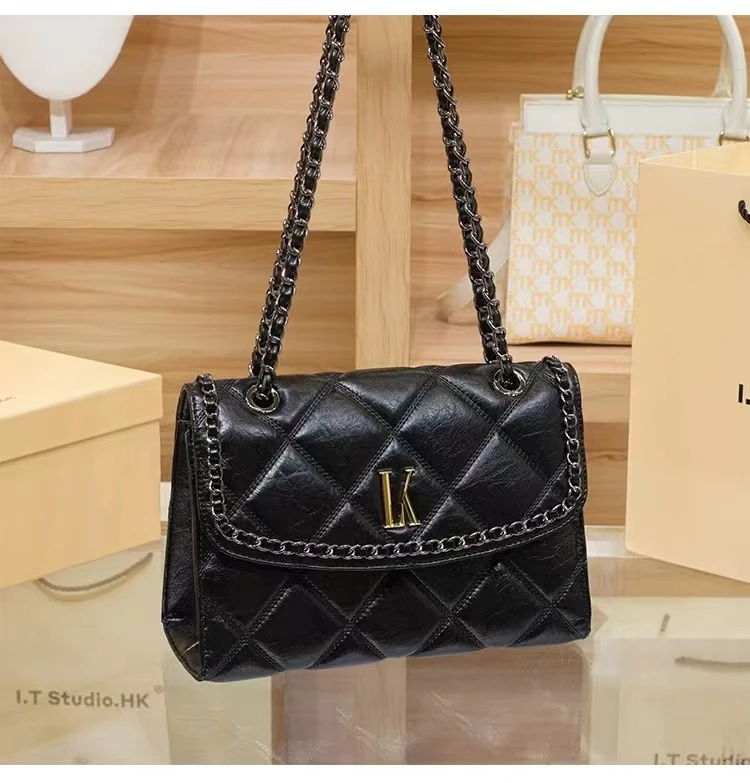 LK时尚百搭小香风女包菱格链条包女单肩包斜挎小包（9125）