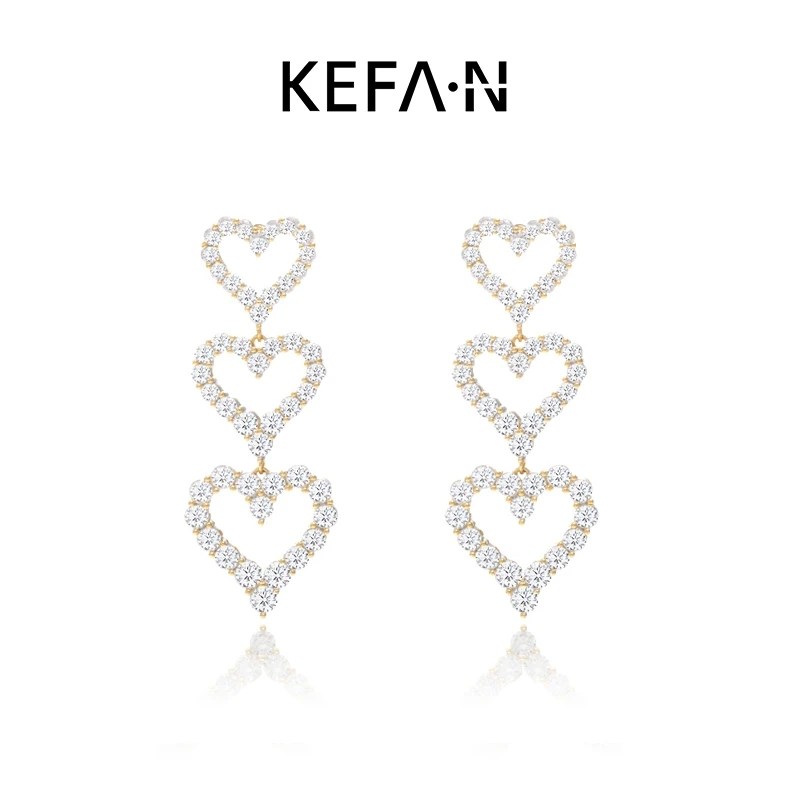 铜合金合成锆石耳饰 珂梵【枯颜】甜酷风爱心耳环