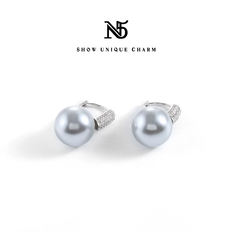 美拉德灰色系设计款气质水桶耳环12ｍｍ【五金女孩】