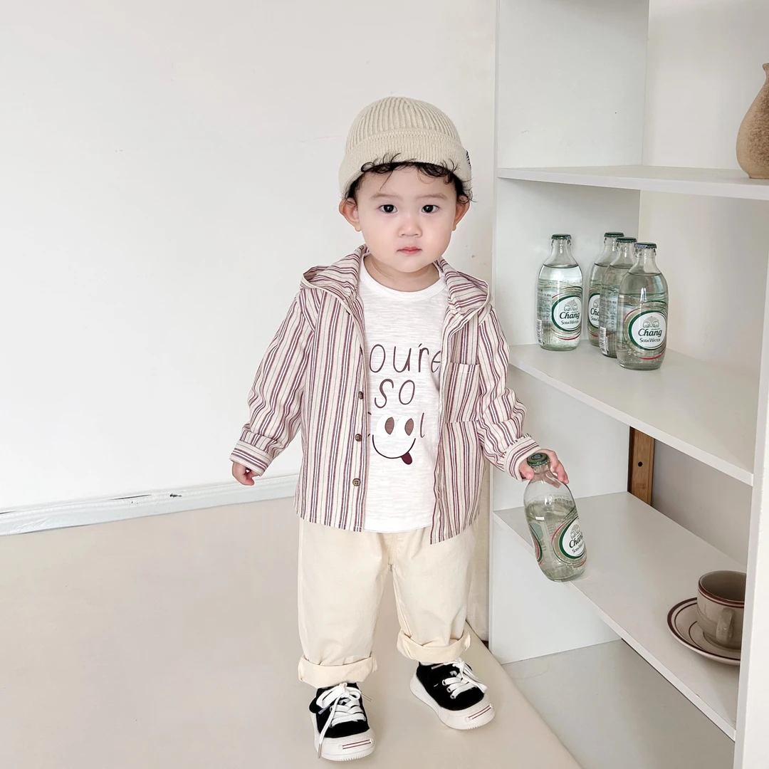 yoyo【条纹连帽衫】婴幼儿春秋季长袖外套男宝宝韩版连帽衫
