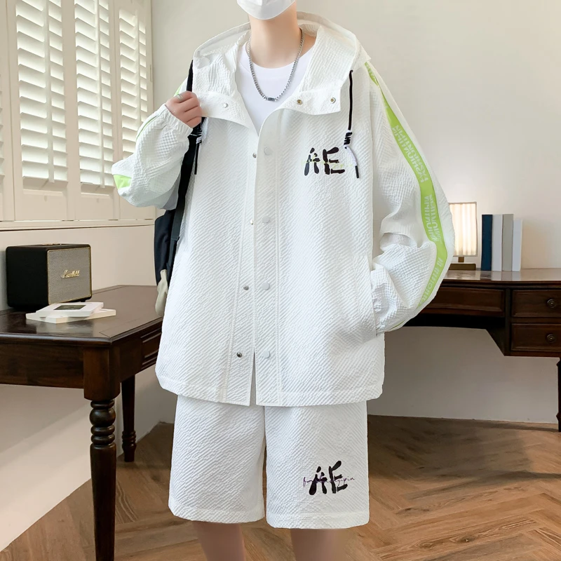 男士夏季套装爆款2024新款运动休闲潮流短袖短裤两件套时尚痞帅