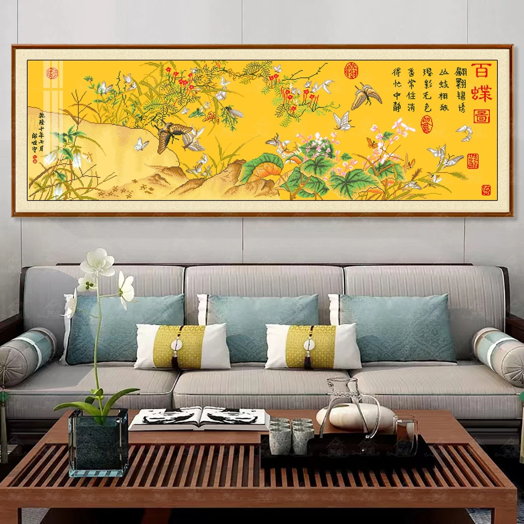 十字绣爱阁 郎世宁百蝶图 升级版 新款手工名画风景画中国风线绣