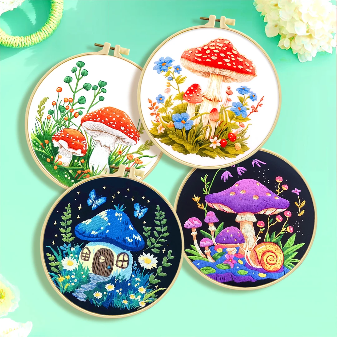 【买三送一】十字绣爱阁小蘑菇合集二送绣绷卡通线绣印花