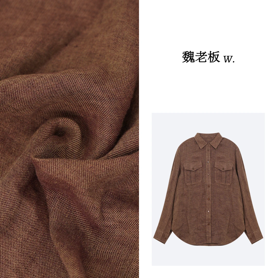 yangeer/艳歌尔【彼得日记】100软亚麻透气色织长袖衬衫3S2101285