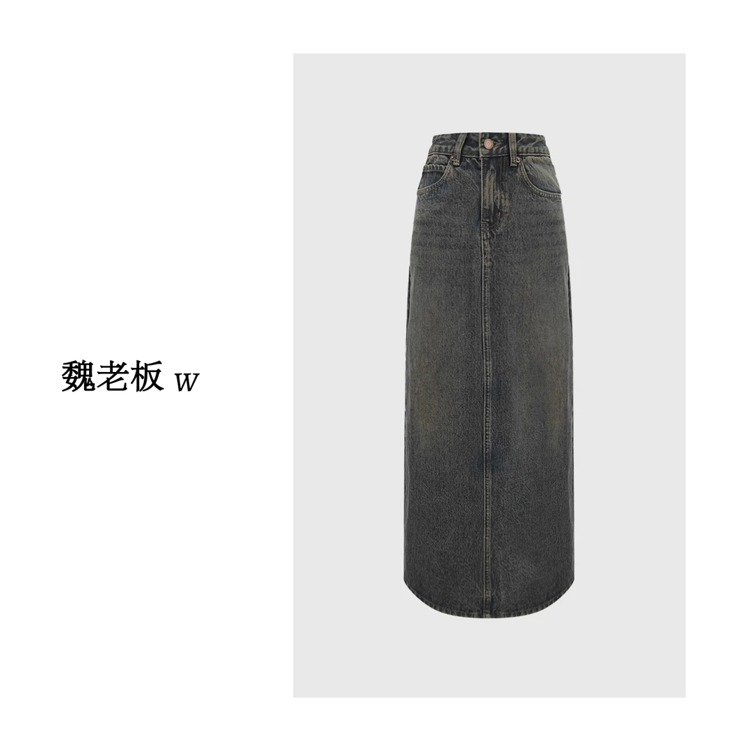 yangeer/艳歌尔【魏老板】开叉牛仔复古高级水洗牛仔半裙3KDM235A0