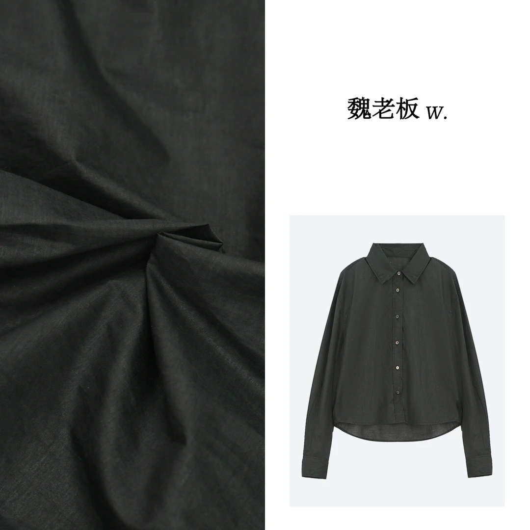 yangeer/艳歌尔【作曲家】桑蚕丝宽松小众纸片薄长袖衬衫1SDM10300