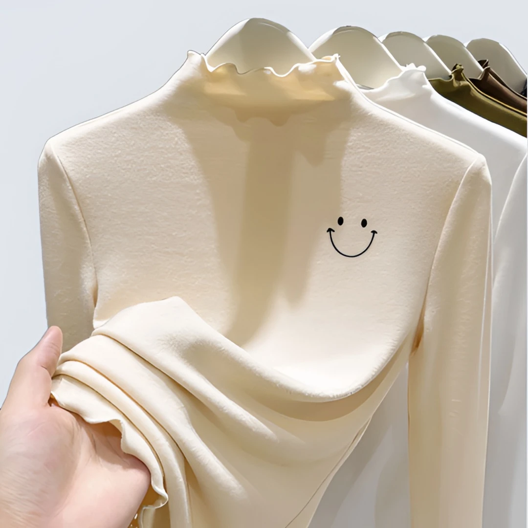 女童德绒半高领打底衫秋冬内搭中大童木耳边洋气长袖T恤百搭上衣