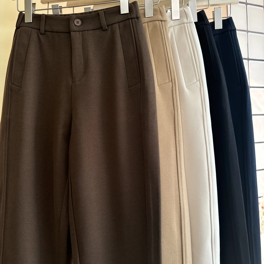 【秋冬上新】生态软毛呢秋冬时尚百搭显瘦高腰休闲镰刀直筒裤加厚