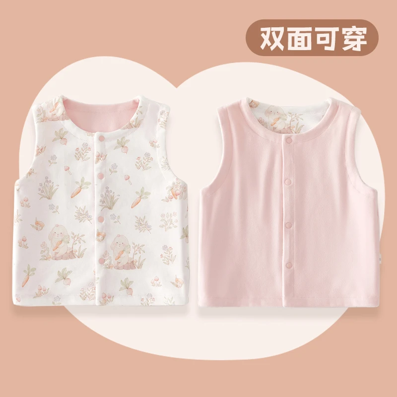 婴幼儿马甲春秋外穿纯棉无骨男女宝宝双面两穿马夹夏季儿童外套冬