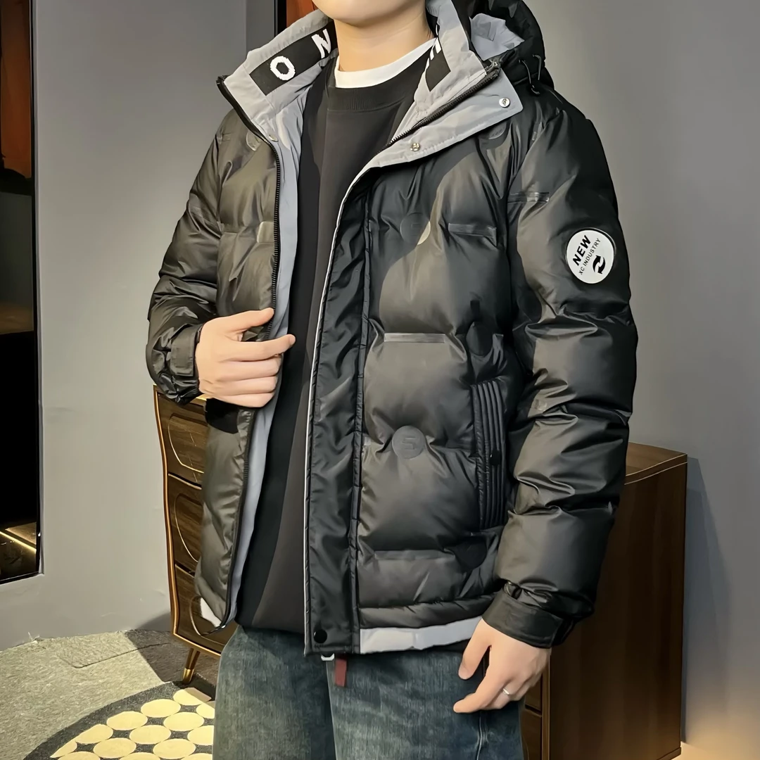 【D02】潮流男冬季新款加厚外套保暖防寒男装休闲防风轻薄连帽上衣