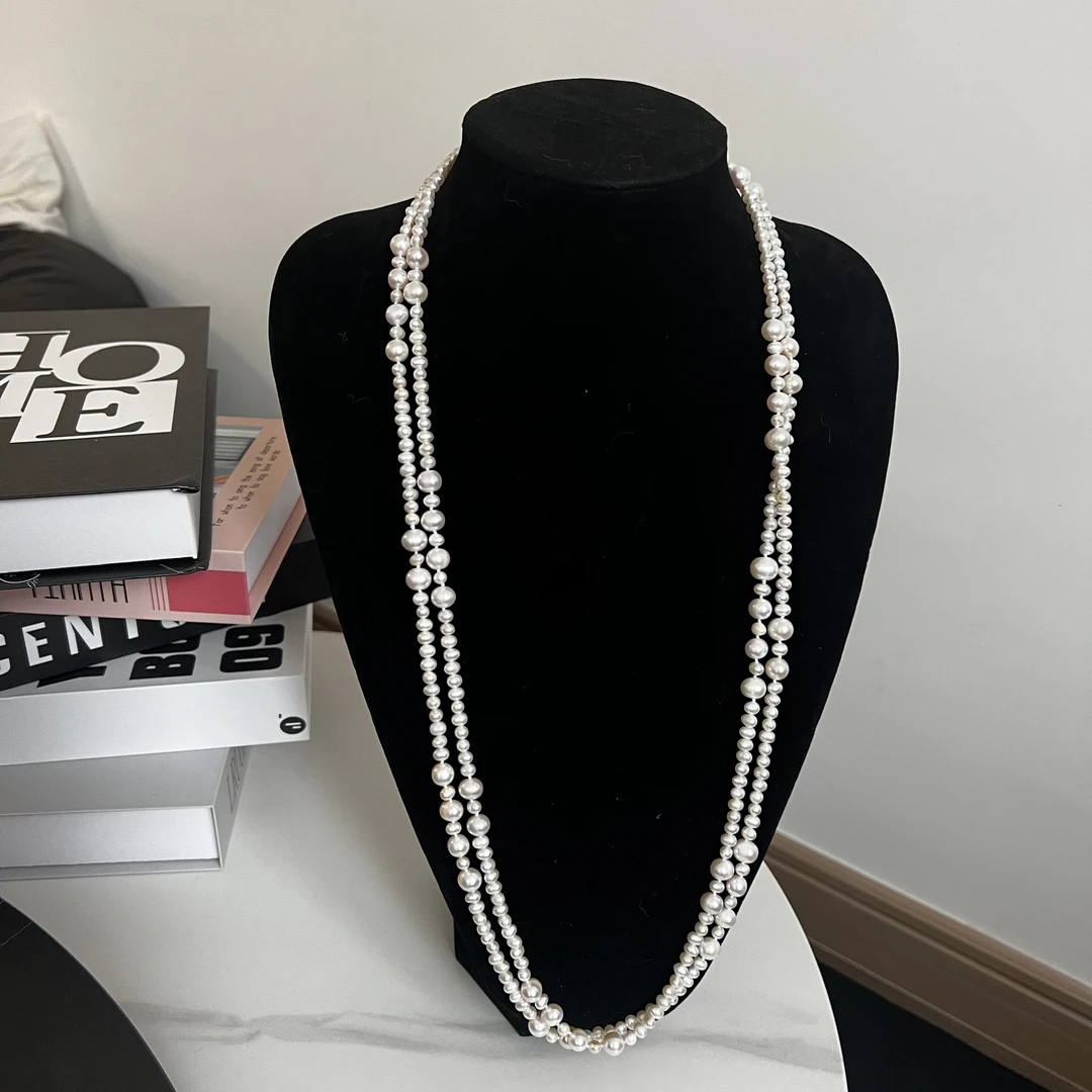 （致敬小香风）天然淡水无核珍珠法式轻奢长款毛衣链-JJ127