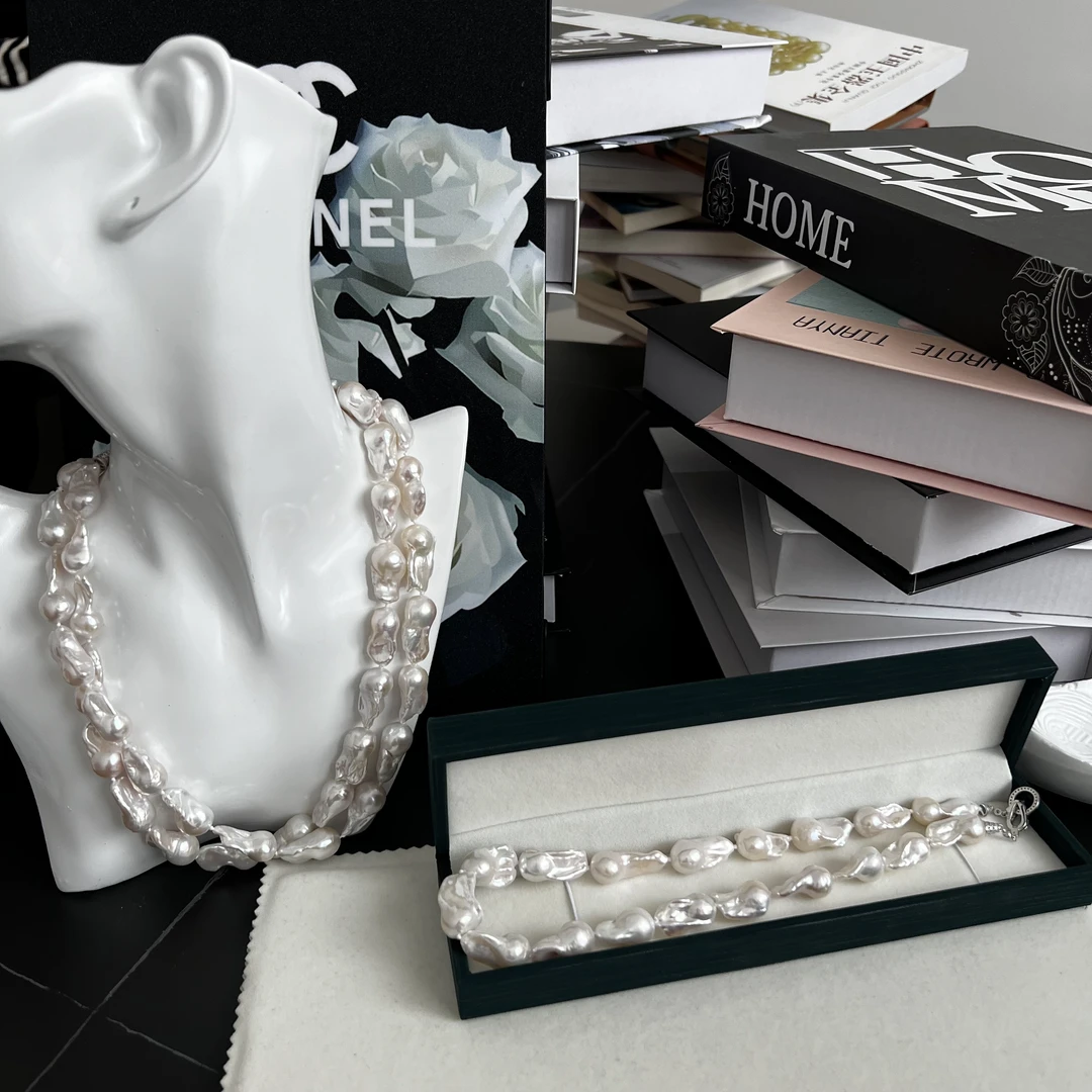 JJ100-天然淡水珍珠（心动）时尚小白巴项链-巴洛克多样性发货发1