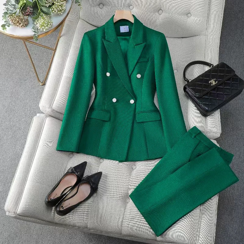 精选A区6571高级感双排扣西服气质西装职业高端修身小个时尚