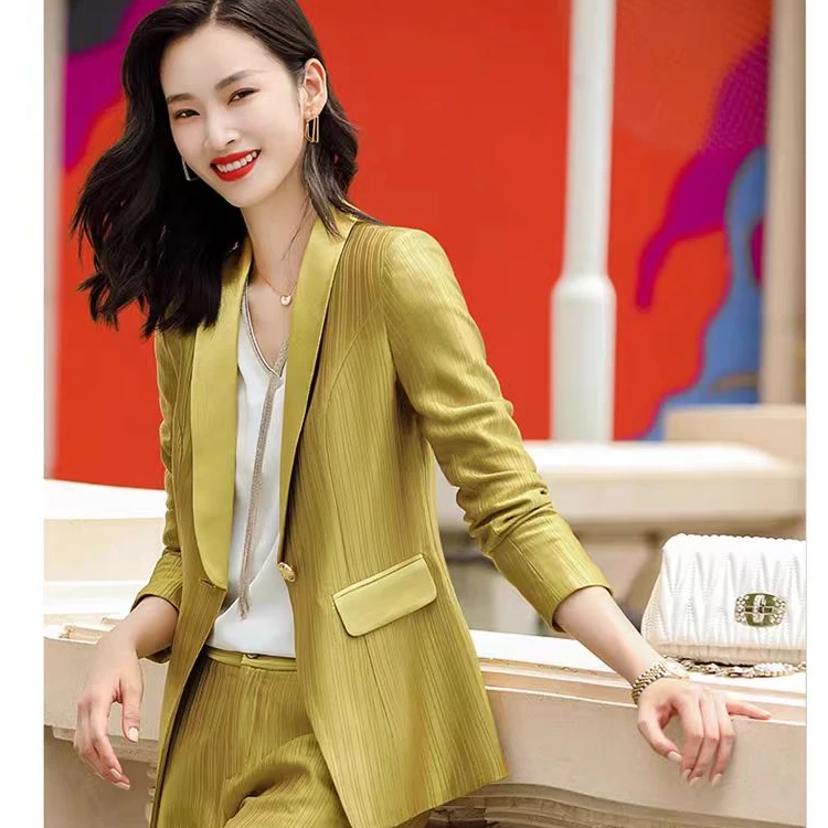 A区0422条纹秋冬气质女神范商务正装高端西装
