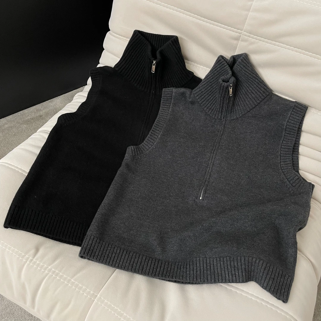 【米可家】冬季半拉链高领毛衣马甲23117