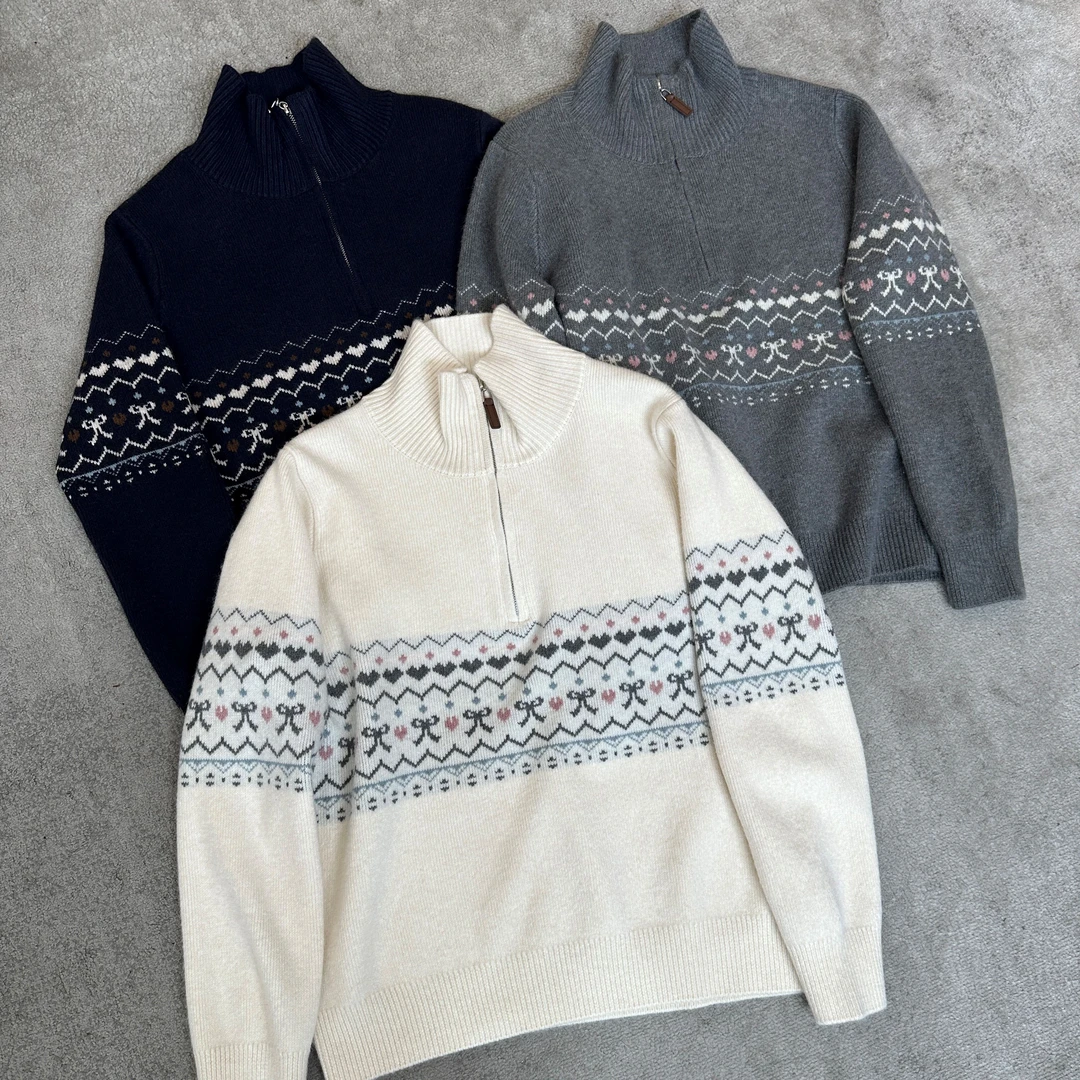 【米可家】提花半拉链加厚毛衣121