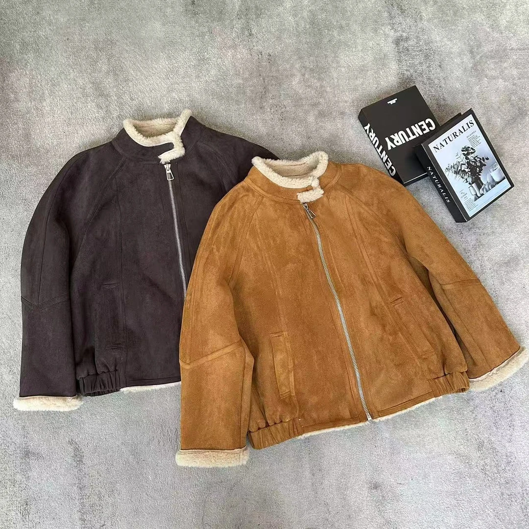 【米可家】小立领加厚鹿皮绒外套6512