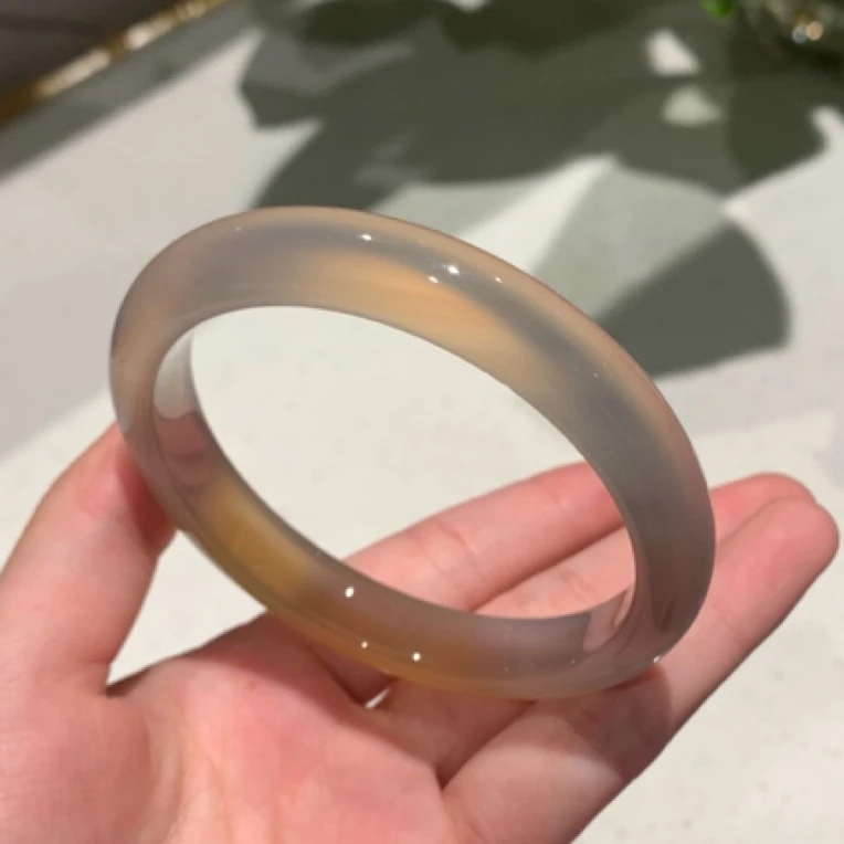 天然玛瑙灰黄紫渐变正圈～60➕圈口