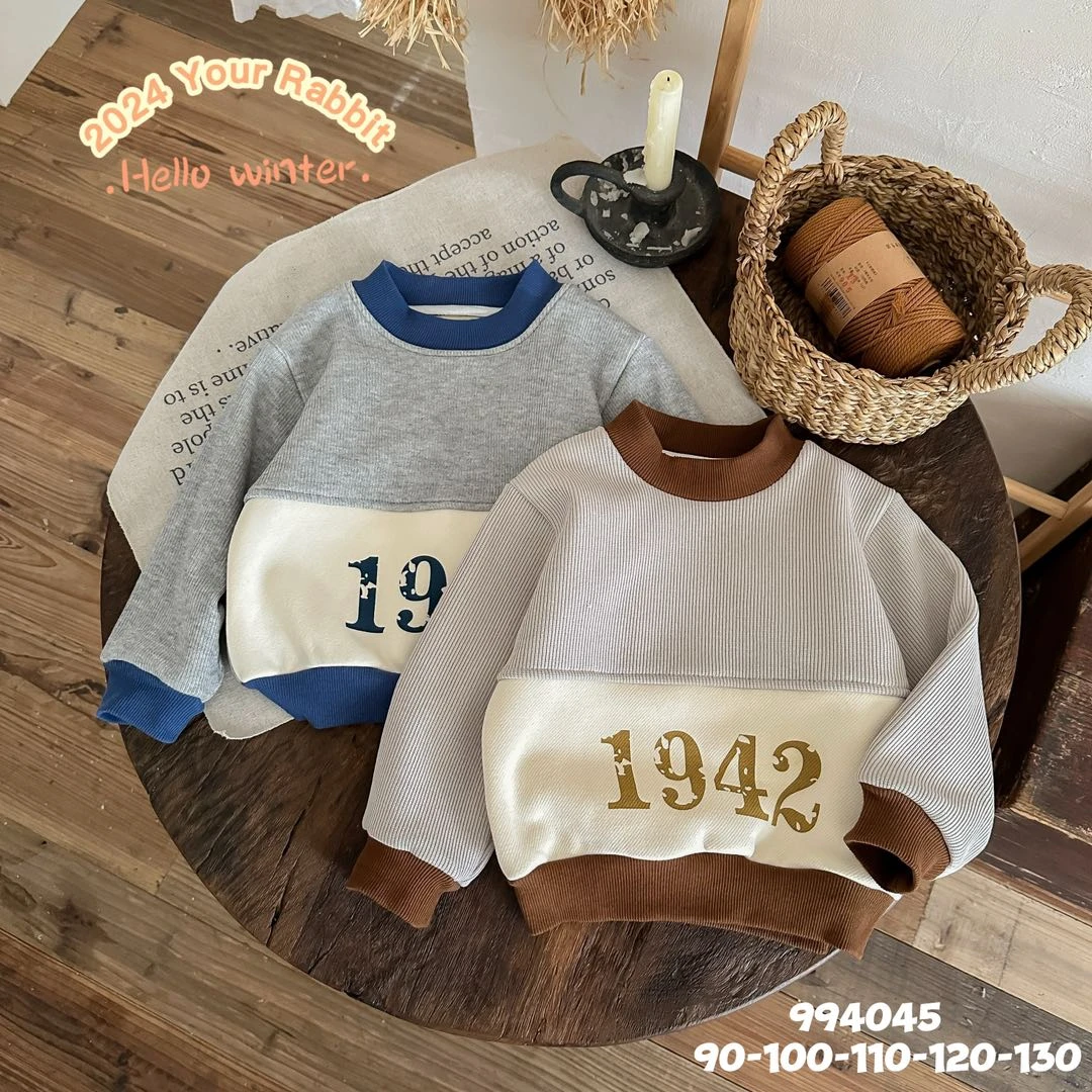 玥儿兔【毛线纹理拼接994045】时尚一体绒卫衣