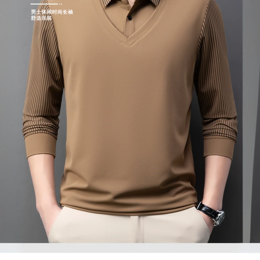 新款爆款长袖舒适高档时尚休闲翻领男士轻奢毛衣针织衫针织毛衣