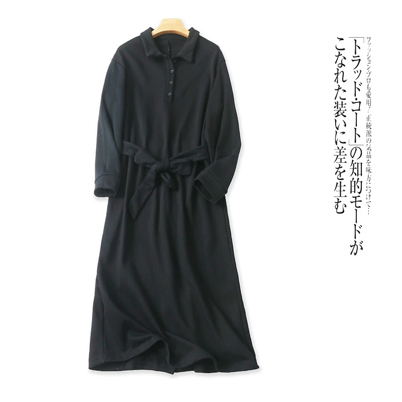 A2843外贸欧美单女士连衣裙款翻领套头长袖修身显瘦休闲百搭长裙