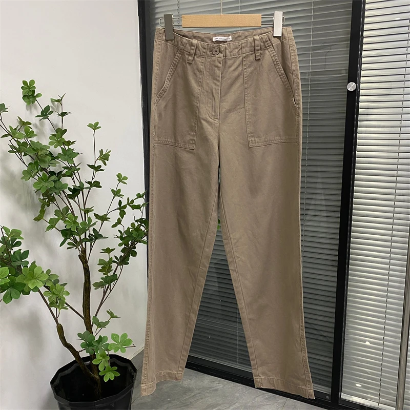 O3427外贸日单女士休闲裤中腰时尚工装风宽松百搭直筒裤长裤