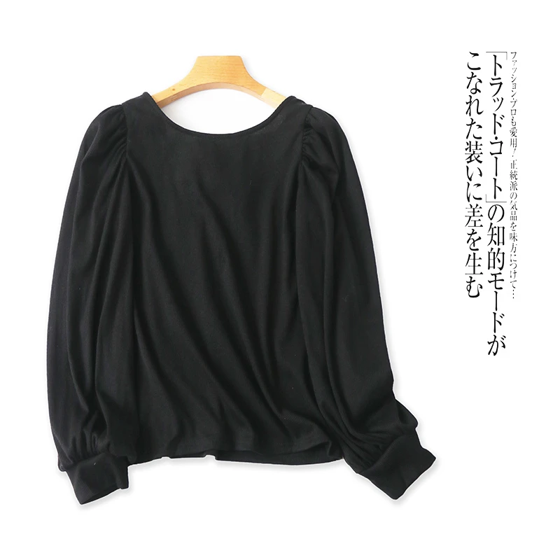 C56D2外贸欧美单女士薄款针织衫圆领套头甜美洋气女生打底衫长袖